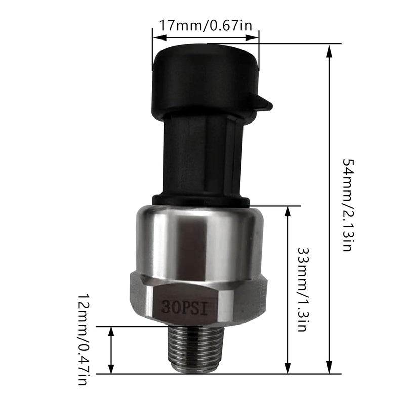 Flylin Pressure Transducer Sender Sensor with Connector, Stainless Steel 1/8”-27 NPT Pressure Transducer Sensor Compatible for Oil Fuel Air Water (30 PSI) - Image 4